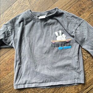 Gray Kids' Long Sleeve Shirt with Peace Sign Graphic